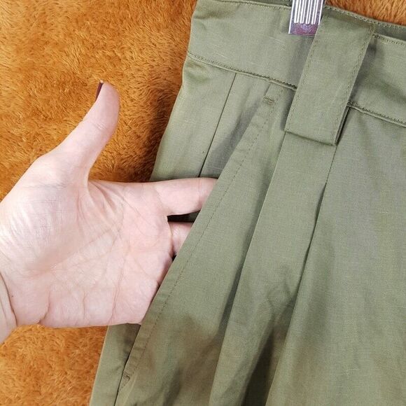 ALC Womens Pants Size 2 Green Tapered Pleated High Waisted Cotton Linen ALMA - Picture 4 of 11